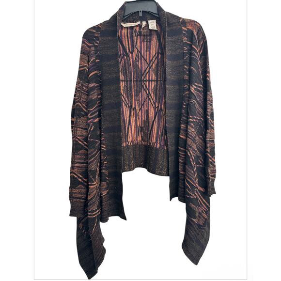 Soft Surroundings Black Aztec Shrug Sweater Cardigan Wool Blend Women's Small - Picture 1 of 6